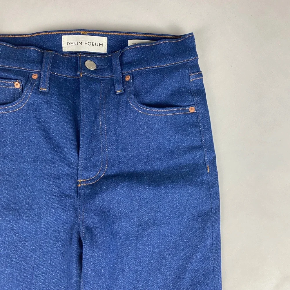 Denim Forum Jeans Women's Size 26 Blue The Arlo High Rise Straight 28L - Picture 3 of 13